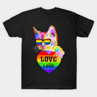 Cool Cat LGBT Support Pride Mom Mother LGBT Month T-Shirt